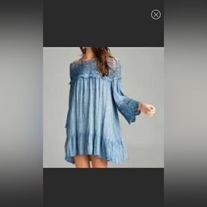 HYKU M Crochet Trim  Off Shoulder Dress